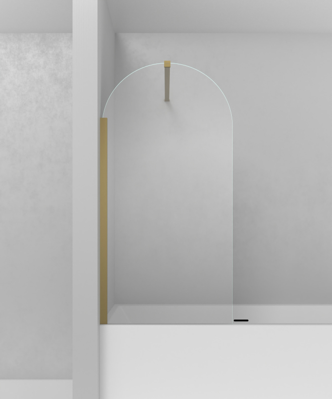 Leira Fixed Arch Bath Screen - Brushed Gold - 140 x 70 cm