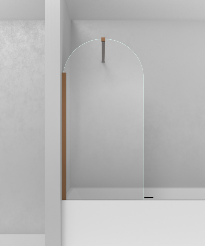 Leira Fixed Rounded Bath Screen - Brushed Rose Gold - 70 x 140 cm