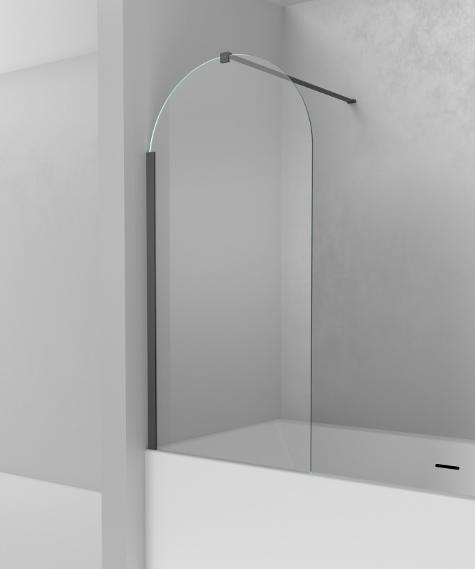 Leira Arch Fixed Bath Screen - Gunmetal - 70 x 140 cm