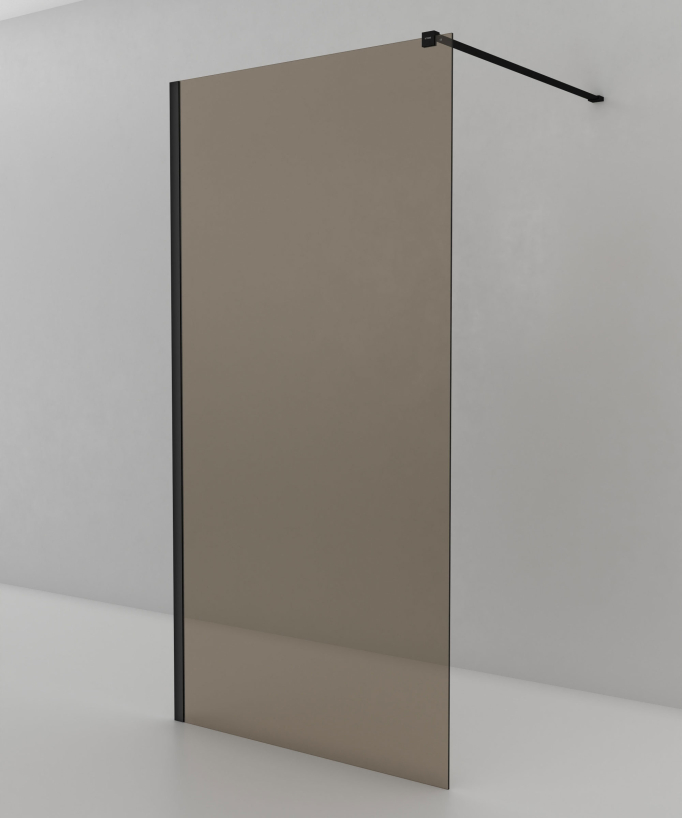 Mira Smoked Coffee Glass Shower Screen - Black Profile
