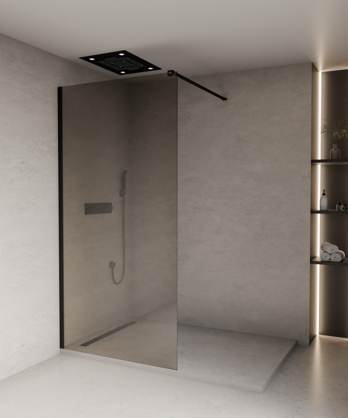 Mira Smoked Coffee Glass Shower Screen - Black Profile