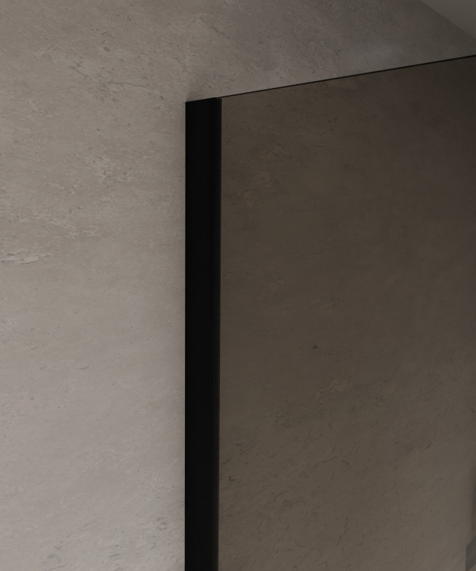 Mira Smoked Coffee Glass Shower Screen - Black Profile