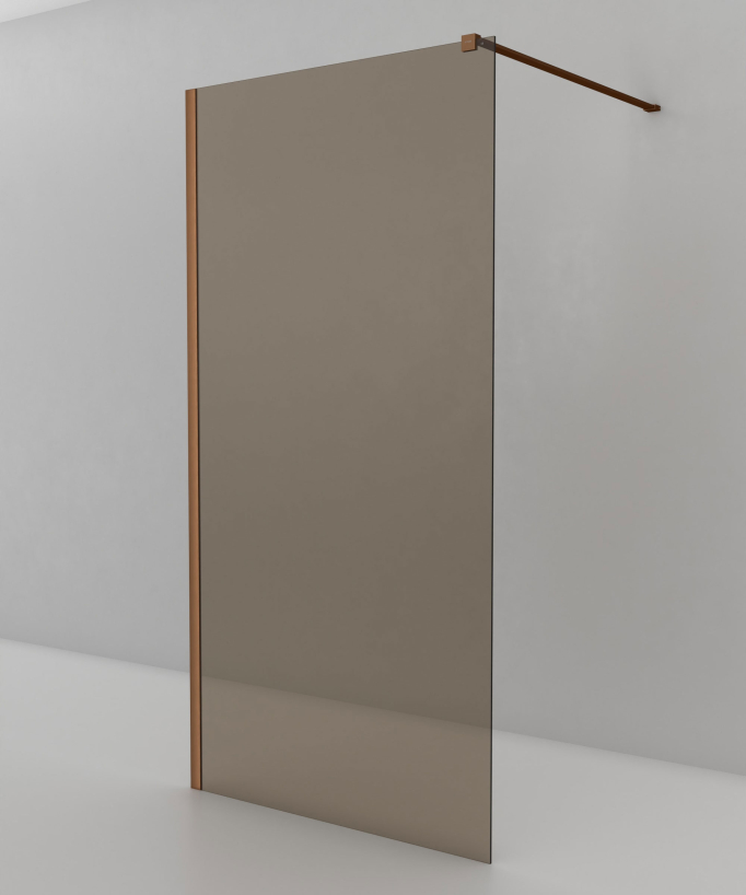 Mira Fixed Smoked Coffee Glass Shower Screen - Brushed Rose Gold