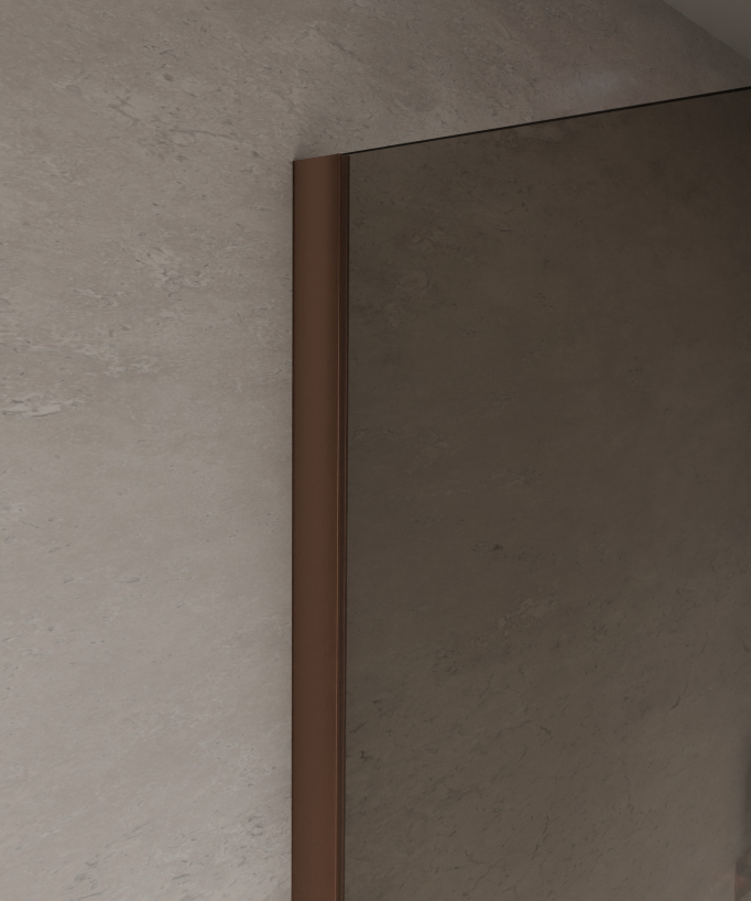 Mira Fixed Smoked Coffee Glass Shower Screen - Brushed Rose Gold