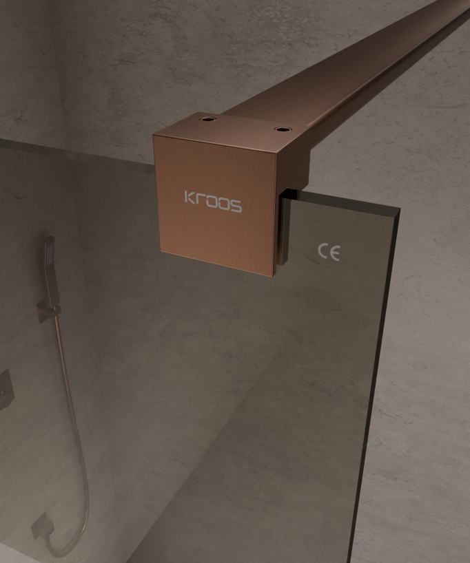 Mira Fixed Smoked Coffee Glass Shower Screen - Brushed Rose Gold