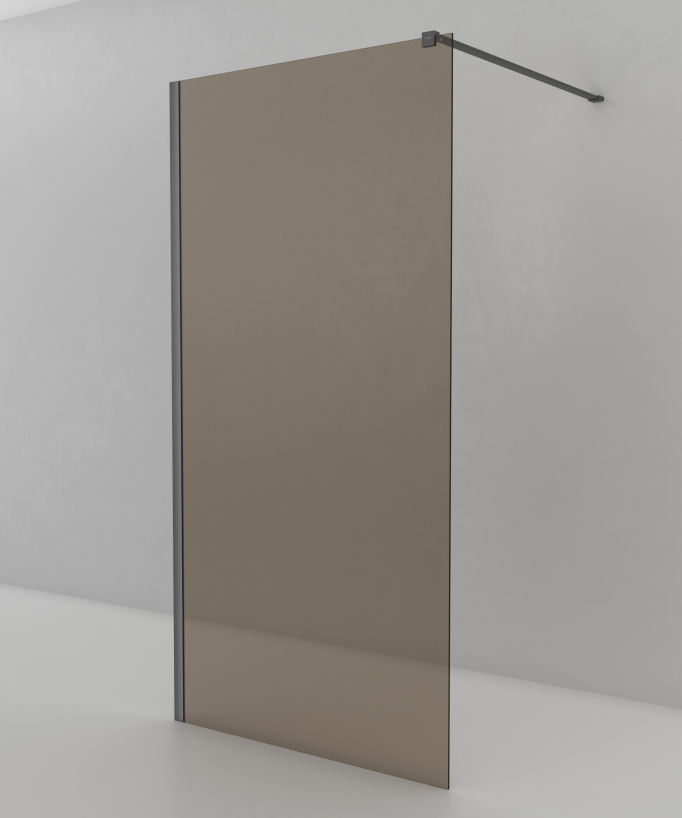 Mira Fixed Smoked Coffee Glass Shower Screen - Gunmetal Profile