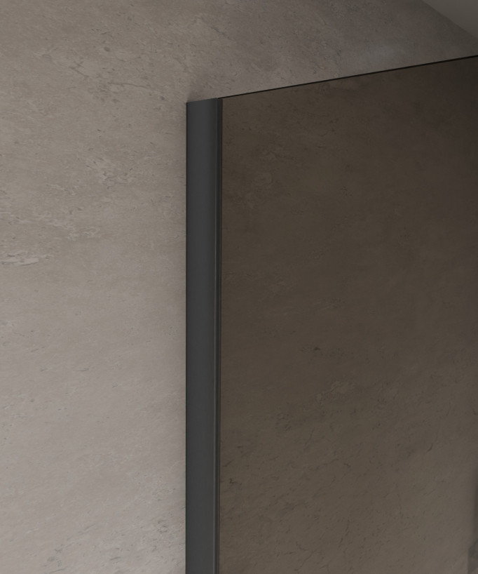 Mira Fixed Smoked Coffee Glass Shower Screen - Gunmetal Profile