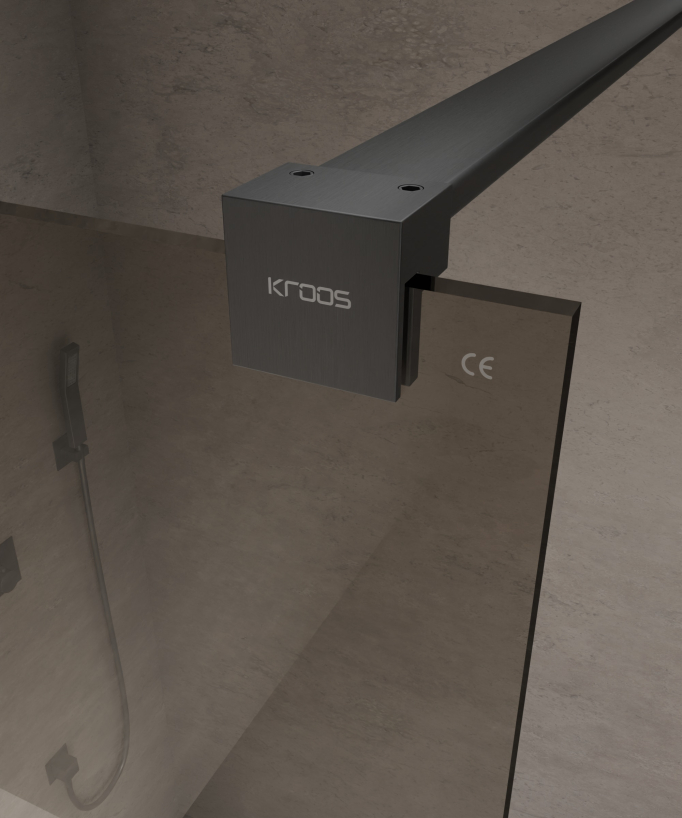 Mira Fixed Smoked Coffee Glass Shower Screen - Gunmetal Profile