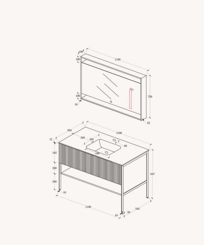 Calcutta Freestanding Bathroom Vanity Unit - Grey