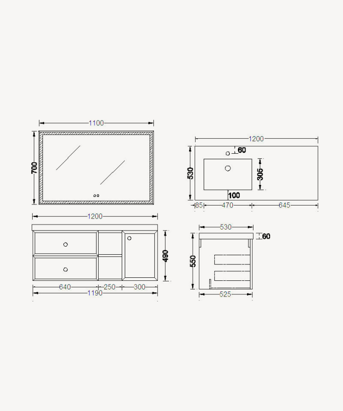 Delhi Bathroom Vanity Unit - Blue - 120 cm
