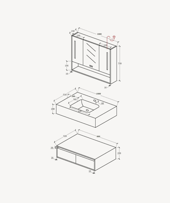 Madras Bathroom Vanity Unit - White