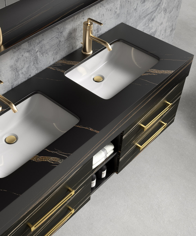 Jaipur Bathroom Vanity Unit - Black - 150 cm