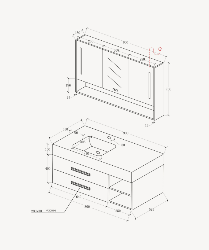 Jaipur Bathroom Vanity Unit - White