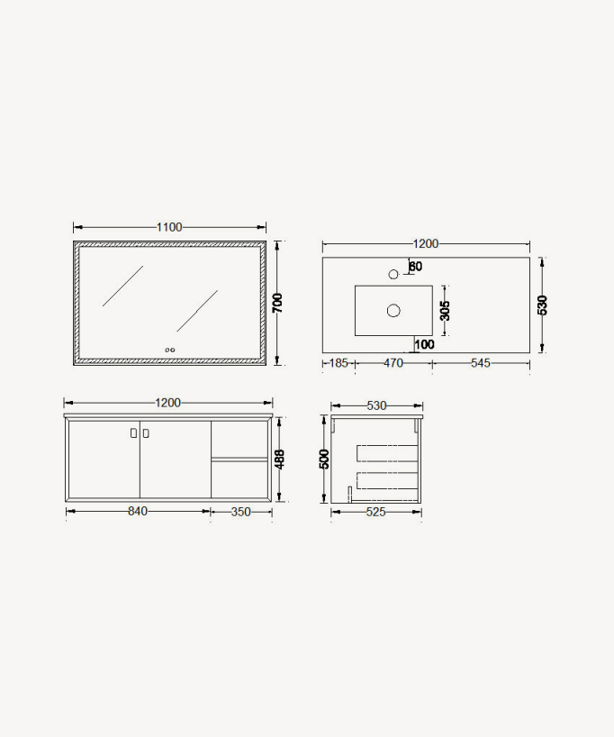 Pondicherry Bathroom Vanity Unit - Black - 120 cm