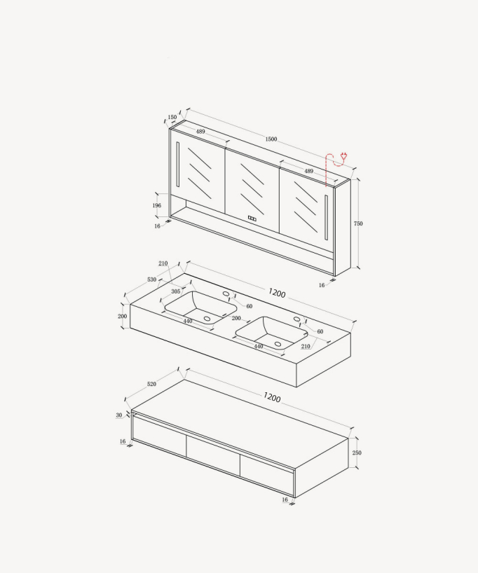 Madras Bathroom Vanity Unit - White - 120 cm