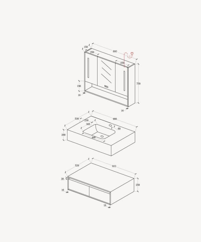 Madras Bathroom Vanity Unit - Black