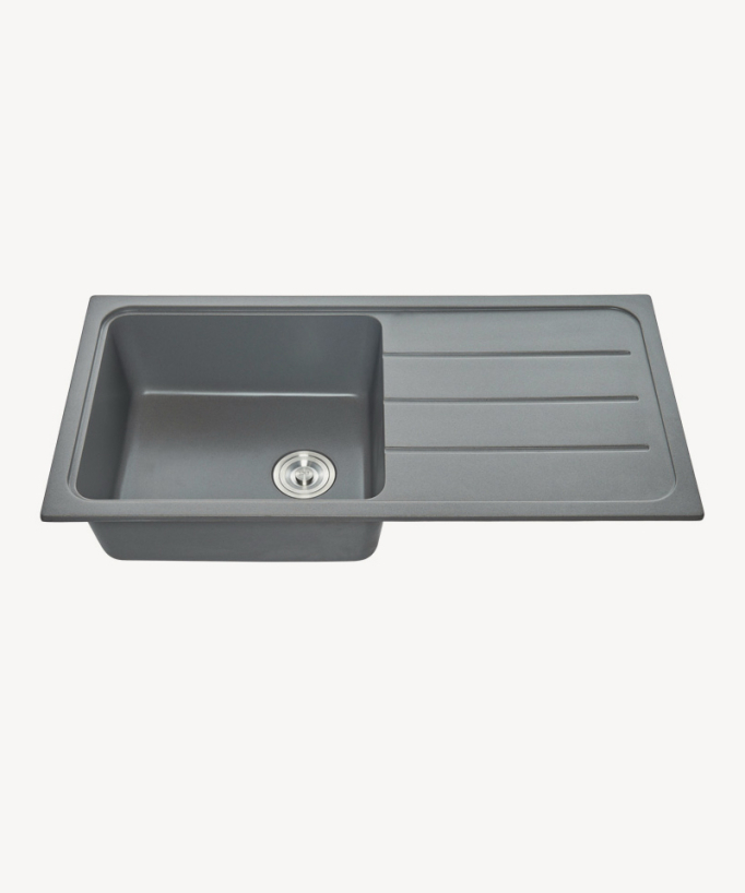 Galanthus 1000mm Kitchen Sink with Drainer - Cement Grey
