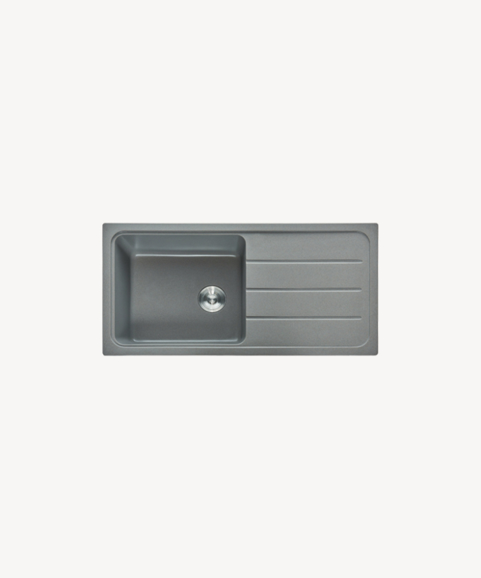 Galanthus 1000mm Kitchen Sink with Drainer - Cement Grey