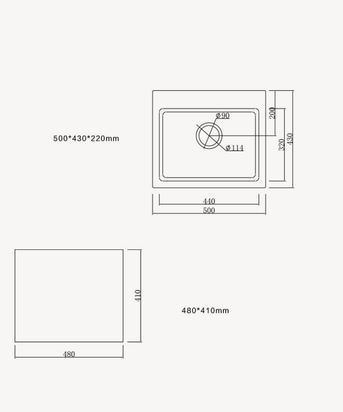 Alto 500mm Single Bowl Kitchen Sink - Frosted Black Granite