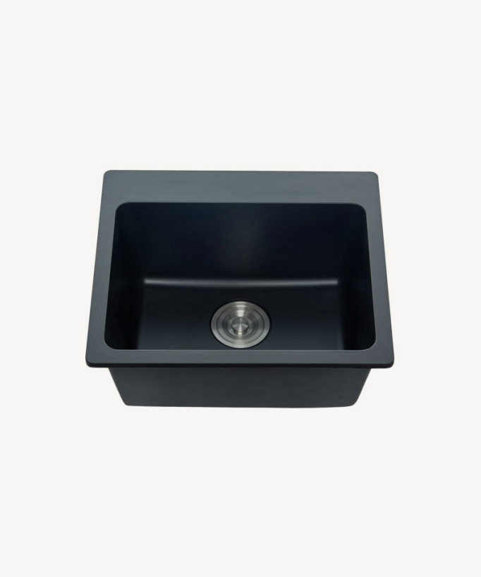 Alto 500mm Single Bowl Kitchen Sink - Frosted Black Granite