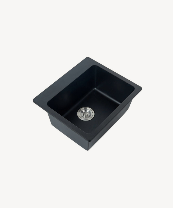Alto 500mm Single Bowl Kitchen Sink - Frosted Black Granite