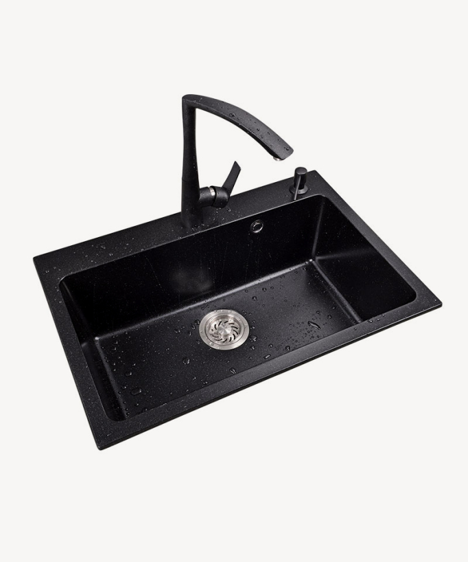 Alto 500mm Single Bowl Kitchen Sink - Frosted Black Granite