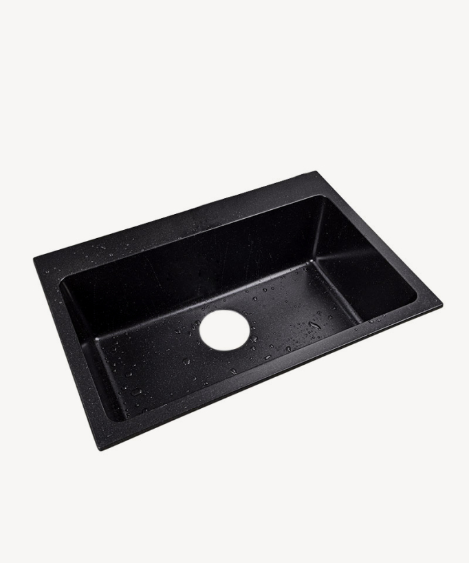 Lotus 680mm Single Bowl Kitchen Sink - Matte Black Granite