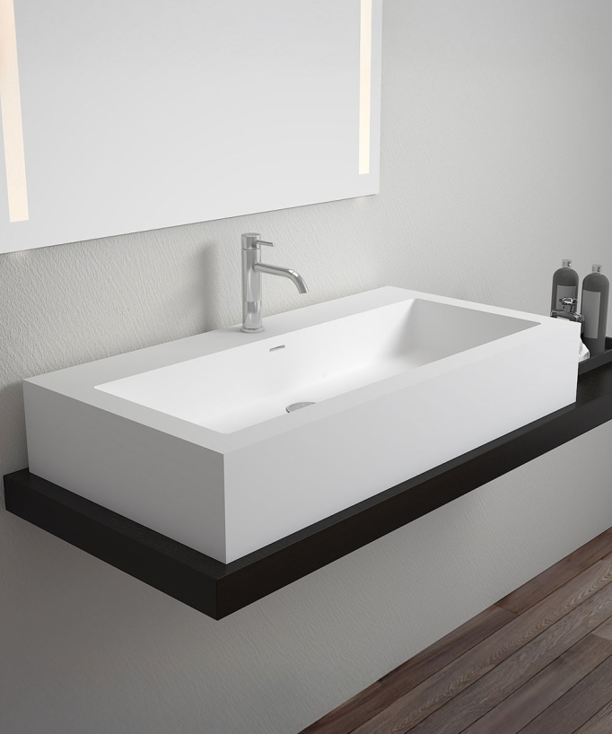 Likasi Rectangular Countertop Basin - Matte White