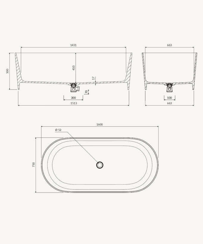 Ovo Freestanding Mineral Composite Bath - Coral
