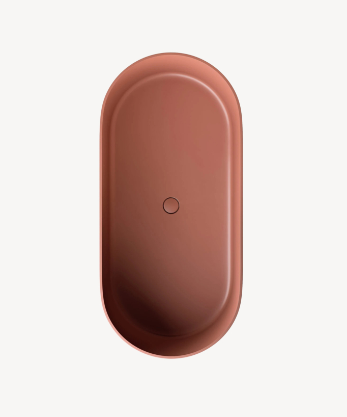 Ovo Freestanding Mineral Composite Bath - Terracotta