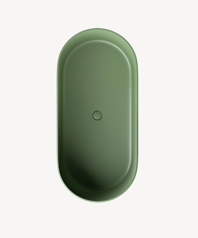 Ovo Freestanding Mineral Composite Bath - Olive Green