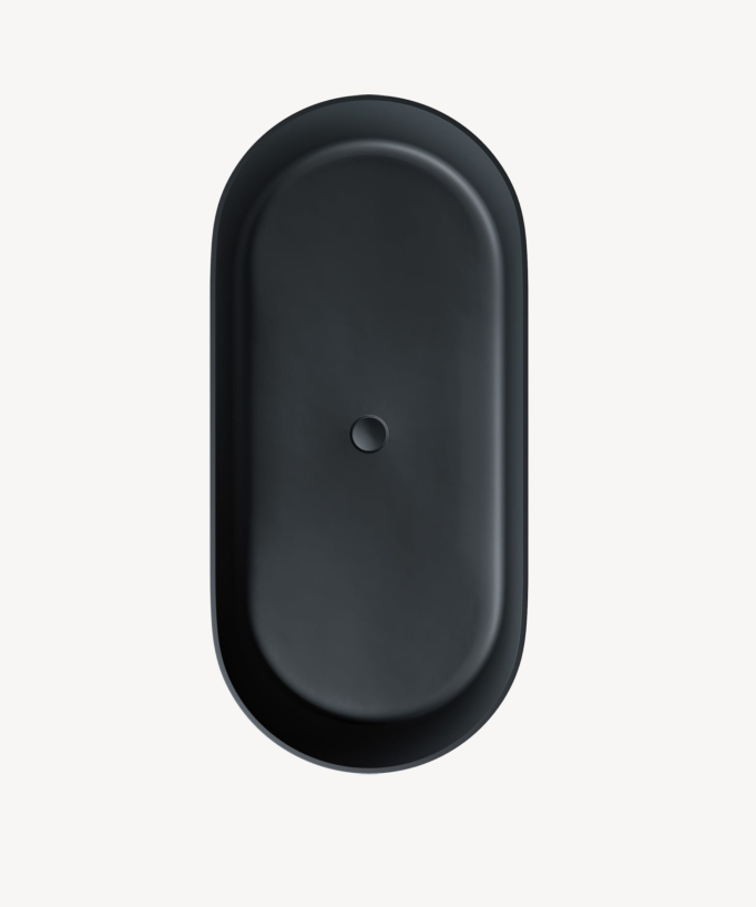 Ovo Freestanding Mineral Composite Bath - Black Lava