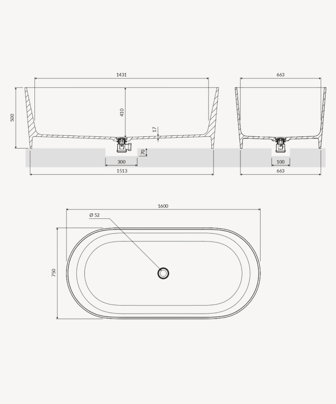Ovo Freestanding Mineral Composite Bath - Glossy White