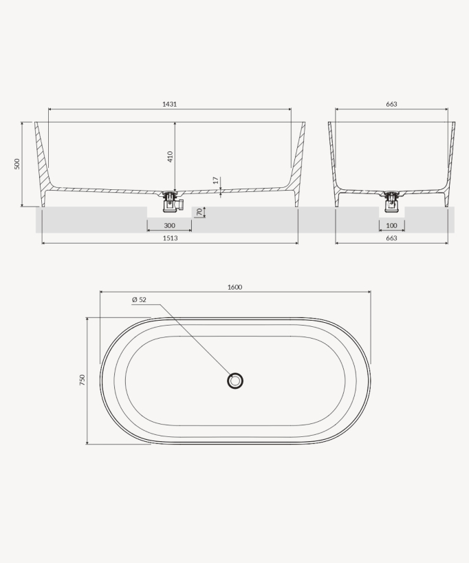 Ovo Freestanding Mineral Composite Bath - Matte White