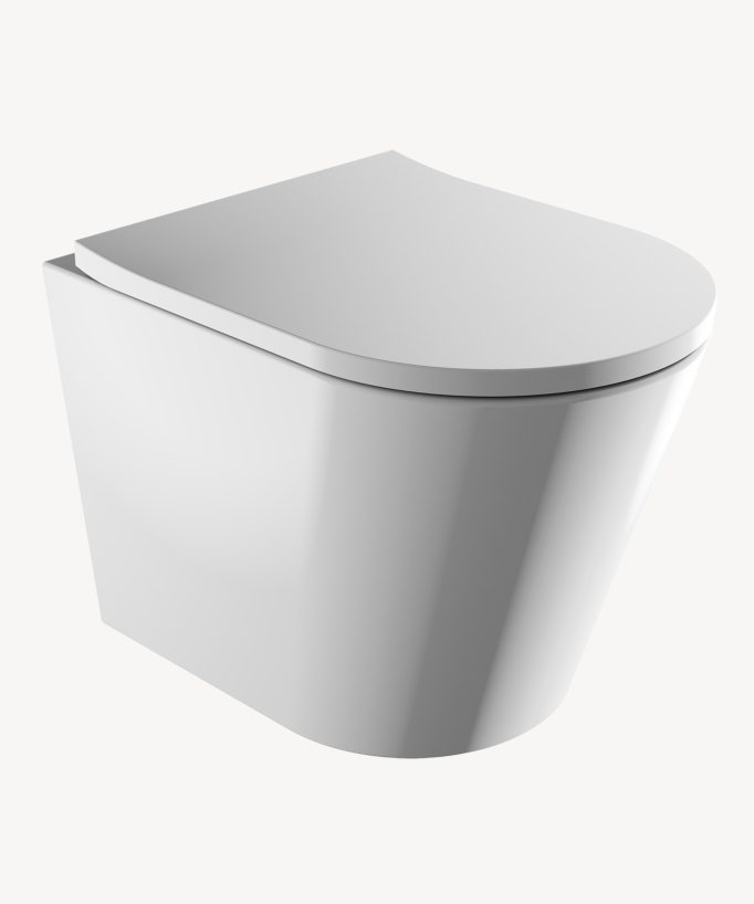 Tampa Rimless Wall-Hung Toilet with Soft-Close Seat - Glossy White