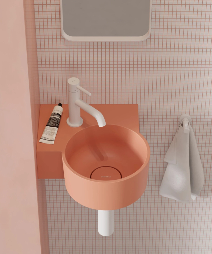 Ovo - Round Wall-Hung Cloakroom Basin - Coral