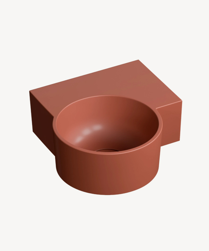 Ovo - Round Wall-Hung Cloakroom Basin - Terracotta