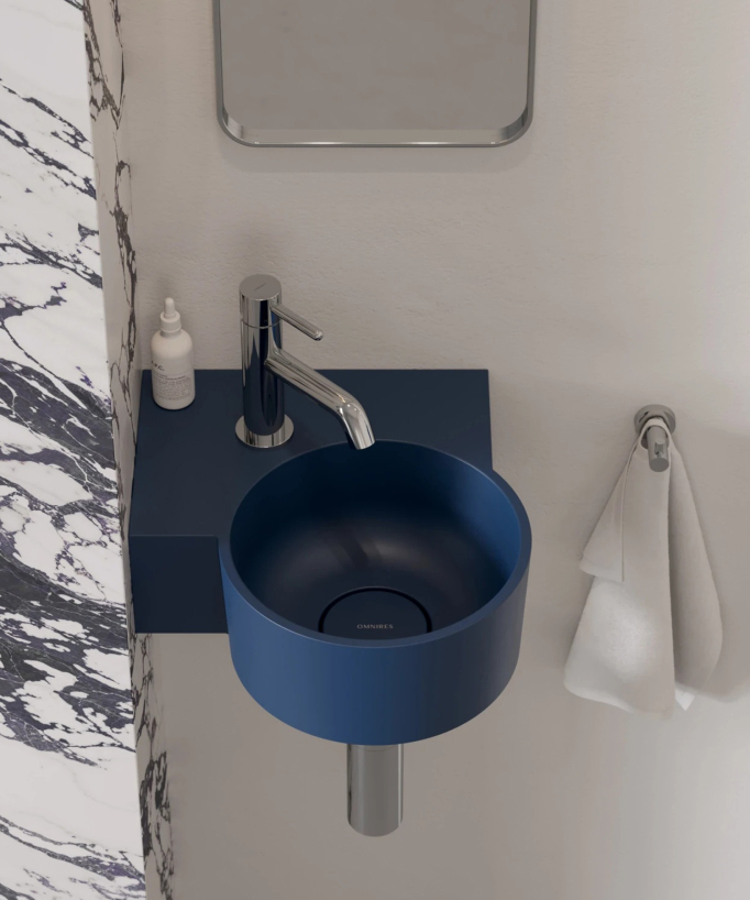 Ovo - Round Wall-Hung Cloakroom Basin - Blue