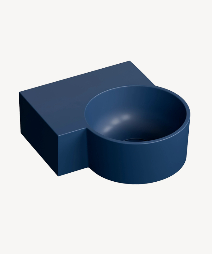 Ovo - Round Wall-Hung Cloakroom Basin - Blue