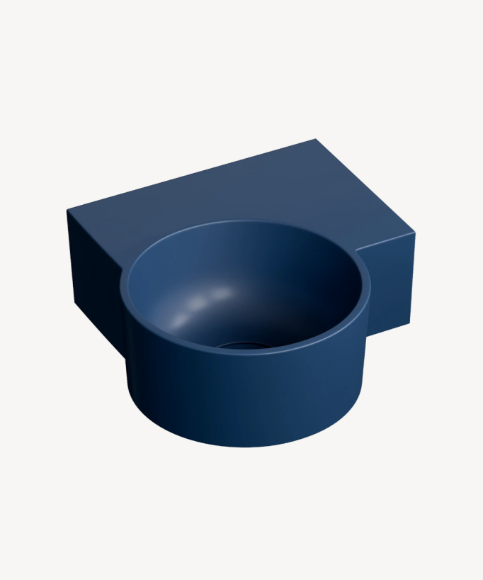 Ovo - Round Wall-Hung Cloakroom Basin - Blue
