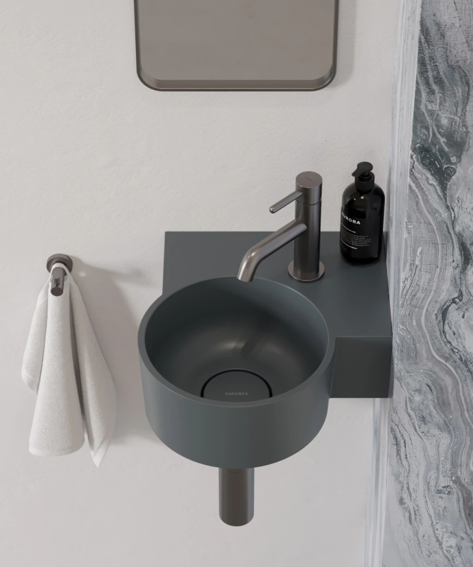 Ovo - Round Wall-Hung Cloakroom Basin - Grey