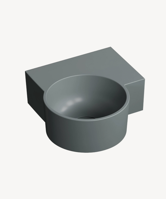 Ovo - Round Wall-Hung Cloakroom Basin - Grey