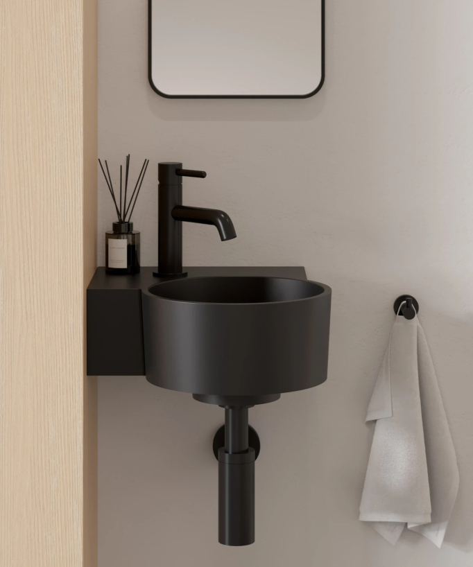 Ovo - Round Wall-Hung Cloakroom Basin Black