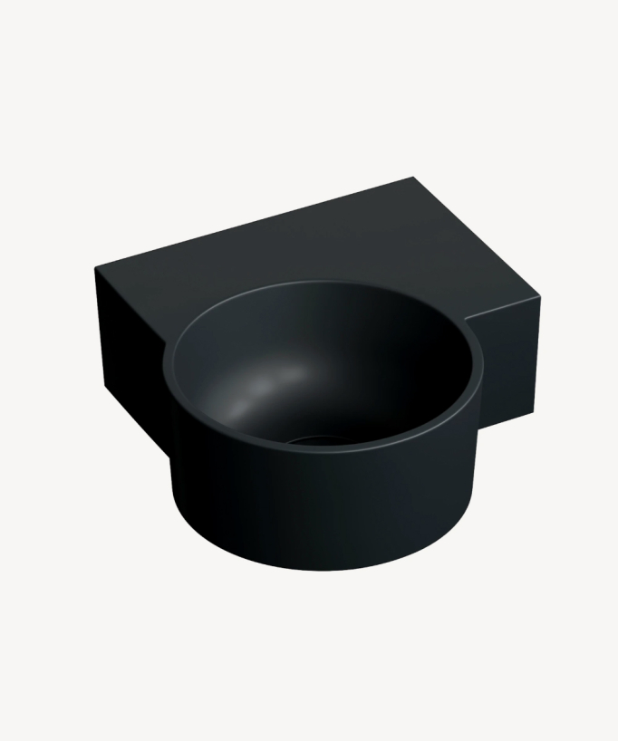 Ovo - Round Wall-Hung Cloakroom Basin Black