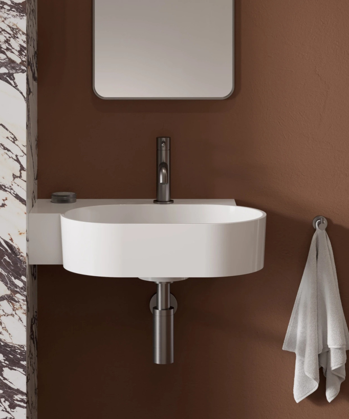 Ovo - Wall-Hung Basin - Glossy white