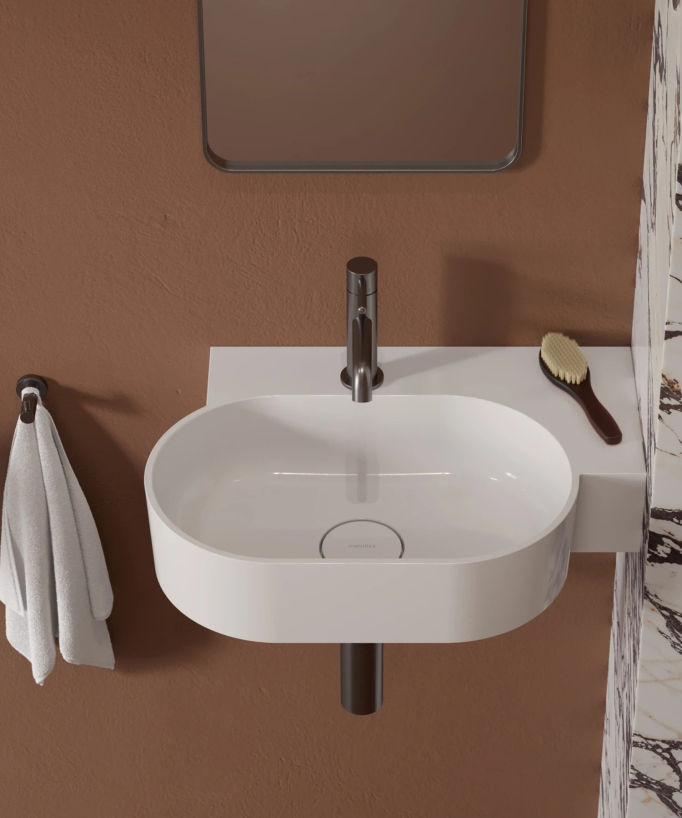 Ovo - Wall-Hung Basin - Glossy white