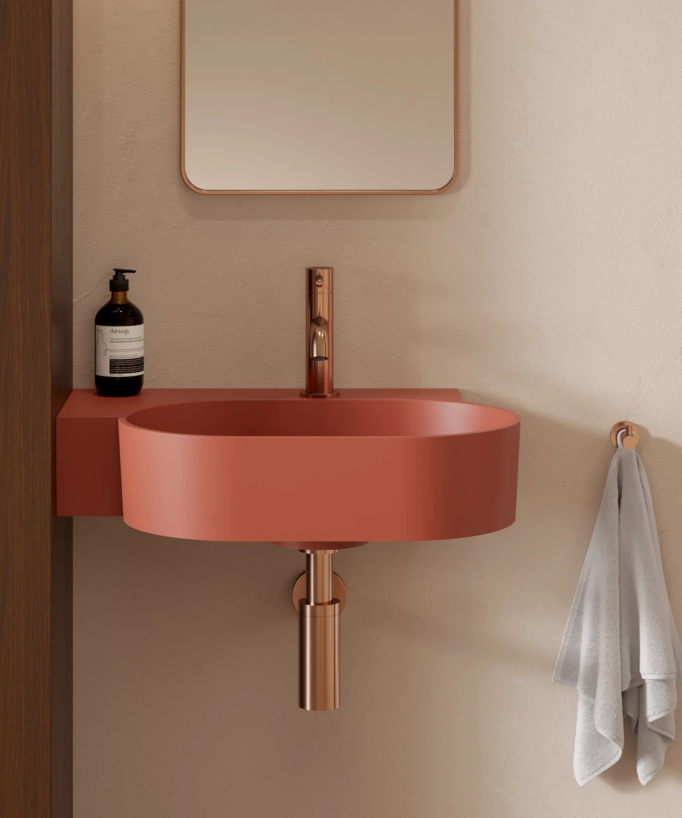 Ovo - Wall-Hung Basin - Terracotta
