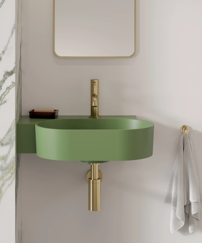 Ovo - Wall-Hung Basin - Olive Green