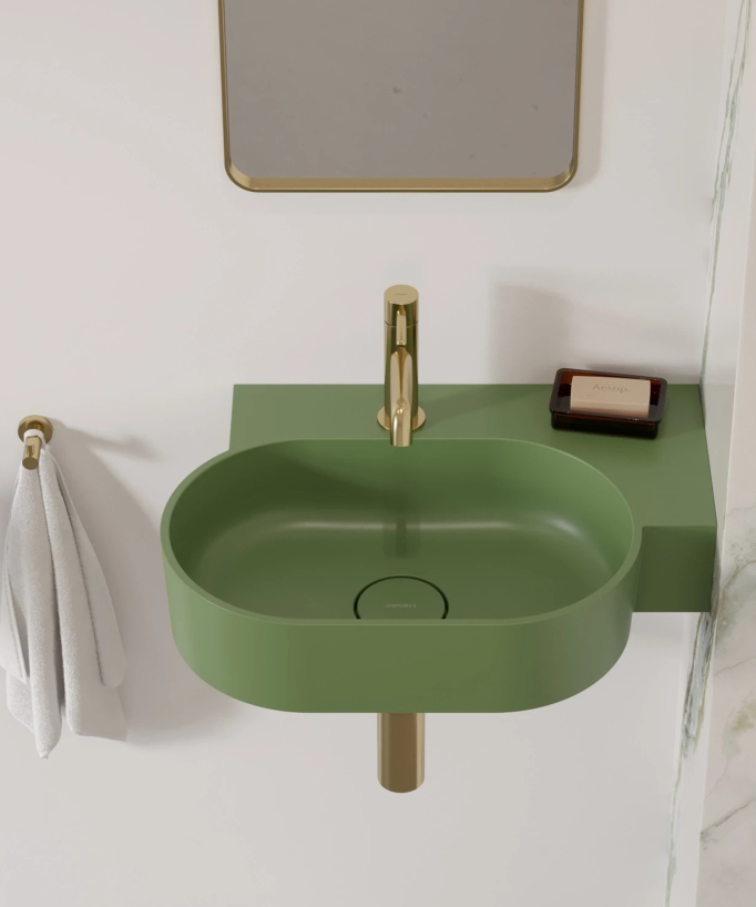 Ovo - Wall-Hung Basin - Olive Green
