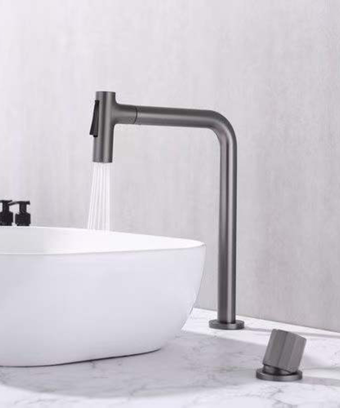 2-Hole Kitchen Mixer with Spray Head - Gunmetal